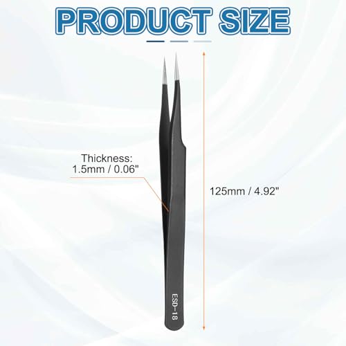 HARFINGTON 3pcs 4.92" Long ESD-18 Anti-static Straight Pointed Round Edge - size: 4.92"
