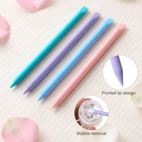 Silicone Stir Sticks - 4 Pcs Reusable Epoxy Mixing Sticks, Pointed Mixing Stick for Paint, Mix Resin, Arts, Crafts, Handmade Crafts, Stirring Rods (4 Colors)