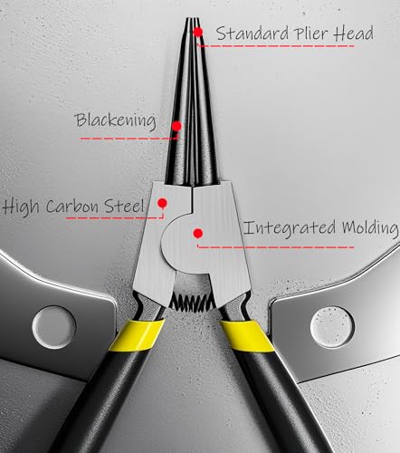 Straight External Snap Ring Pliers 9",Internal Spring,Anti-Rust,Head Size:0.08". - size: Straight External