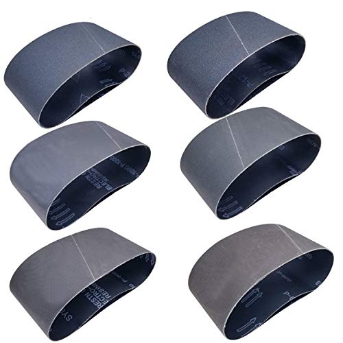 4 x 21 Inch High Performance Silicon Carbide Sanding Belts - Premium Knife Sharpening Sanding Belts Assortment 120 240 400 600 800 and 1000 Grits - 12 Pack - size: 4 x 21