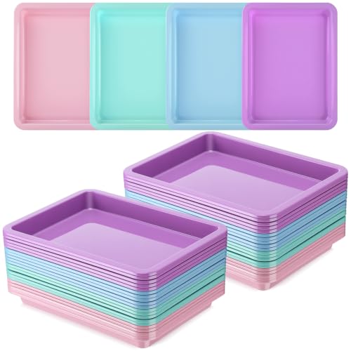 20 Pcs Small Plastic Art Sand Tray, Light Pink, Purple, Blue, Green - color: Light Pink, Purple, Blue, Green