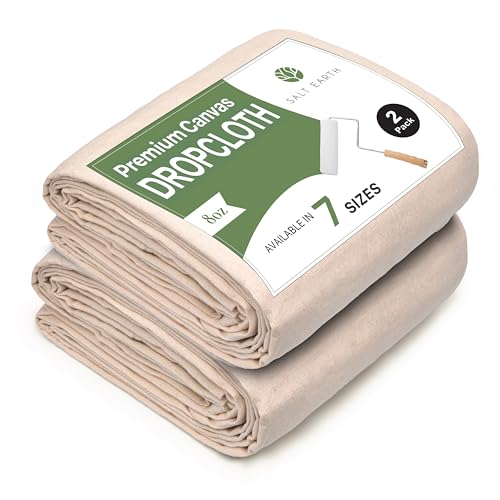 2Pk Recycled Cotton All Purpose Canvas Tarp Cover Painter Drop Cloth-4x5ft - size: Pack of 2 - 4x5