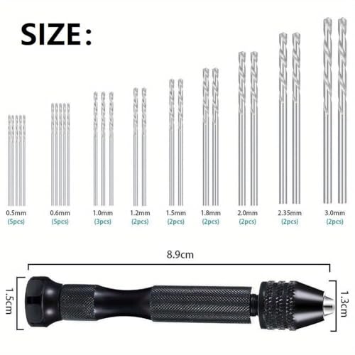 36Pcs Micro Hand Drill Bits Set – Pin Vise PCB Mini Twist Drill Tool for Jewelry, Wood Craft & DIY Sculpture