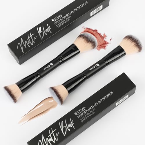 DUcare Foundation Brush Contour Bronzer Makeup Brush Double Ended Sculpting Brush for Blending Liquid Powder Concealer Cream Cosmetics Blush Buffe Black - color: B01