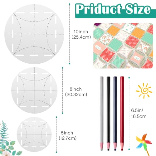 Taiyin 7 Pcs Quilt Circle Template & Washable Pens, Acrylic Circle Ruler