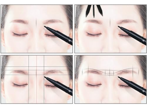 Brow Measuring Tool for Mapping, Stainless Steel Compass Eyebrow Ruler for Microblading Eyeliner Semi Permanent Makeup (Black) - color: Black