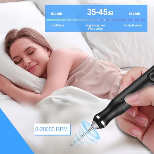 Portable Electric Engraver Tool with 30 Bits,Rechargeable Engraving Pen - color: Black