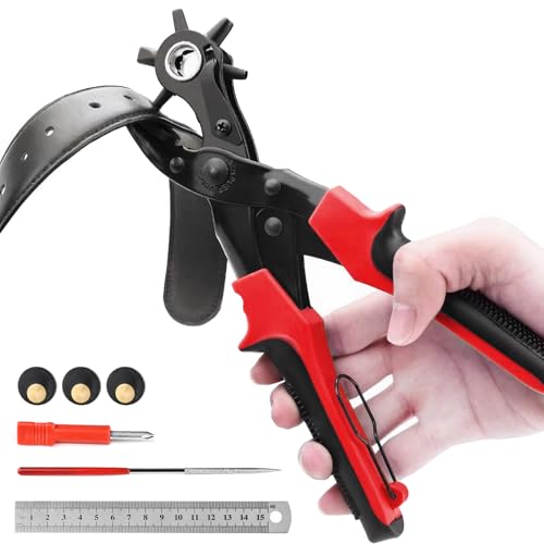 Leather Hole Punch,Belt Hole Puncher for Leather, Revolving Punch Plier Kit for Watches, Handbags, Punch Tool for Belts Diameter : 4.5/4 /3.5/3/2.5/2mm. - size: 3 circles+3 ellipses