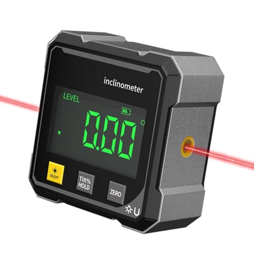 Digital Angle Finder with Electronic Laser & 4-Side Magnetic Base - Electronic Inclinometer, LED Display Cube Inclinometer, Table Saw Miter Protractor, Woodworking Measuring Tool, Level Box