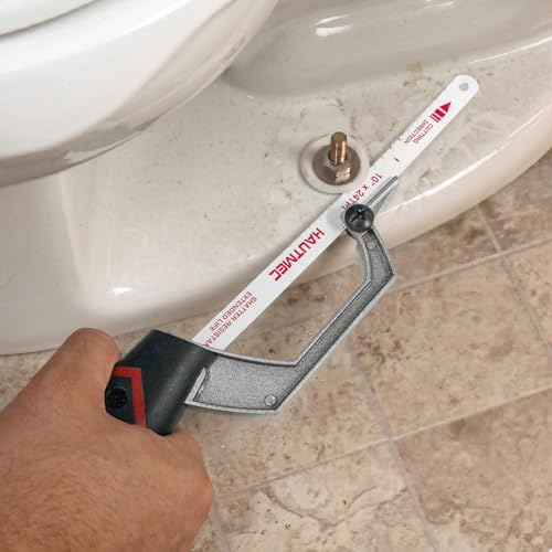 HAUTMEC Compact Hacksaw, 10" Hacksaw with Bi-Metal HSS Blade, Aluminium Frame, Cutting Guide Design, Small Hand Saw for Cutting Metal, Plastic, PVC & Wood, Ideal for Tight Spaces – HT0427 - style: Upgrade