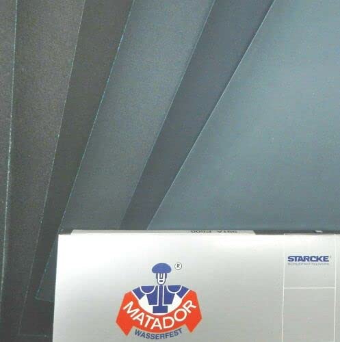 Matador Abrasive Wet or Dry Sandpaper 25 Sheets 1000 Grit 9" x 11" Silicon Carbide Made in Germany