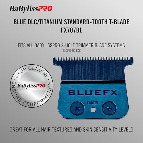 BaBylissPRO Replacement Blades, Standard and Fine-Tooth T-Blades for Outlining Hair Trimmers (FX787, FX799) and LoPROFX Trimmers (FX726, FX729) - style: Blue Titanium Standard-Tooth