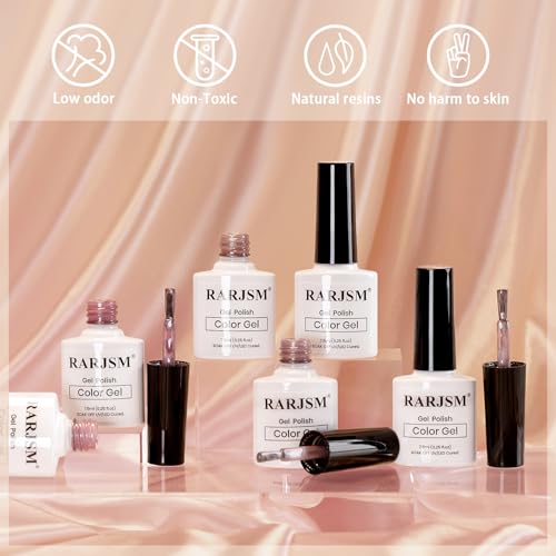 RARJSM Nude Glitter Cat Eye Gel Nail Polish Set 6Pcs Ceramics Pink Light Purple Brown Velvet Shimmer Smoothie Cateye Gel Polish with Magnetic Stick UV LED Curing Require Home Salon Nail Design - color: Nude Ceramic Cat Eye Set