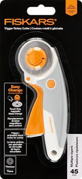 Fiskars 45mm Curved Stick Easy-Change SoftGrip Rotary Cutter for Fabric - color: Easy Change, size: 45mm
