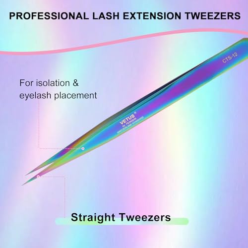 Fiber Tip Tweezers for Lash Extensions Precision Eyelash Isolation(Needle) - style: CTS-12 for Isolation
