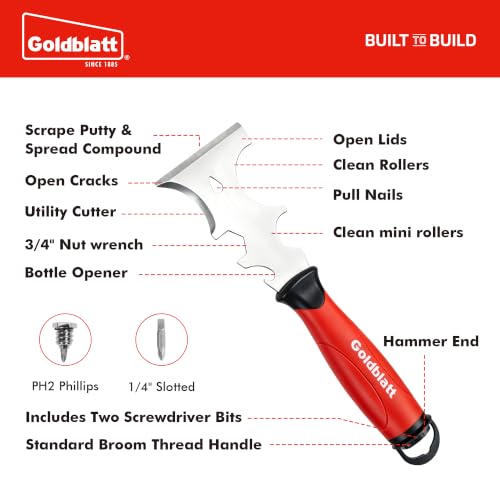 Goldblatt 14-in-1 Paint Scraper Tool, Stainless Steel Putty Knife Scraper - size: 14-in-1