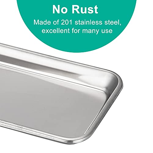 Yzurbu 6pcs Metal Tray, Stainless Steel Small Tray for Tattoo, Resin, Bathroom, Lab Instrument Supplies - size: 6pcs