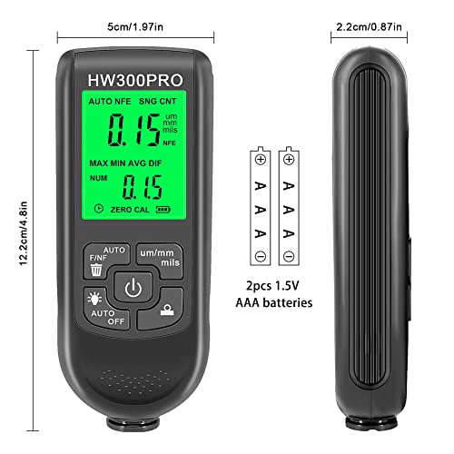 Paint Thickness Gauge, Digital Meter for Automotive Coating Thickness Gauge Tester, LCD Display Paint Mil Thickness Meter Gauge for Used Car Paint Depth Meter 0-2000um(Black)