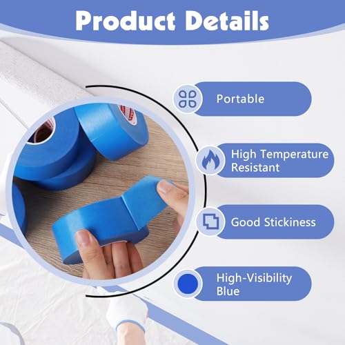 5 Rolls Painters Tape 1.5Inch Wide Blue Painters Tape for Wall Painting - size: 5rolls/1.5in