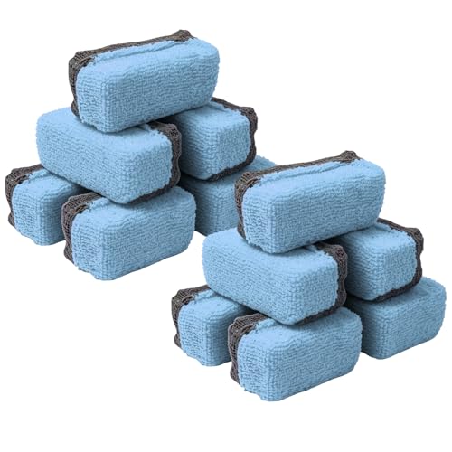 12 PCS Ceramic Coating Applicator Sponge, Microfiber Car Detailing Applicators Sponge Pads, Universal Automotive Sponges Applicator for Wax Sealant Paint Application (Light Blue & Dark Gray) - color: Light Blue & Dark Gray