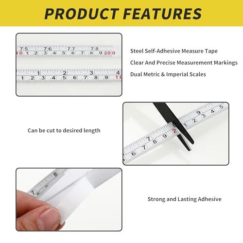 2 Packs 1/2-Inch Self-Adhesive Measuring Tape, 39 Inch or 100cm - size: 39 Inch