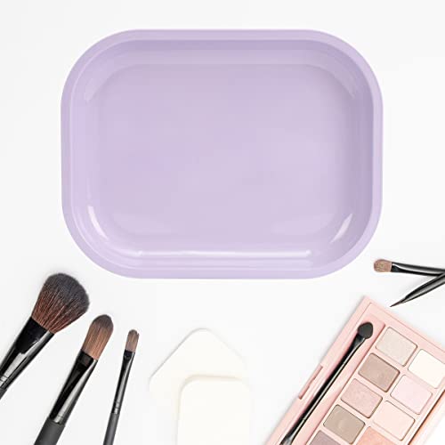 Metal Tray With Soft Magnetic Lid, Small Blank With Spill Proof Cover, Cute Purple, Perfect for Home and On-The-Go, 7" x 5.5" x 0.6" - color: Purple