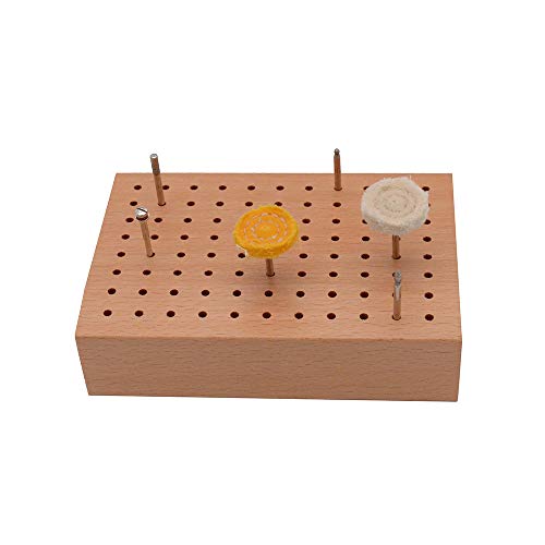 Wooden Bur Stand Holder, Rotary tool bit holder Organizer, Tools Storage Handy Block With 88 Holes, 5-4/5 by 4 Inches