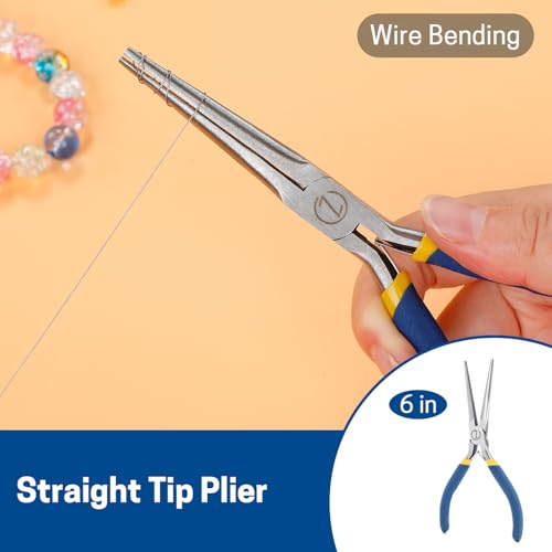 VISEMAN 6" Mini Needle Nose Pliers with Comfort Handles, Long Nose Pliers - style: Straight