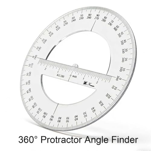 SEIWEI 360 Degree Protractor, 7.8 Inch Math Circle Ruler, Clear Plastic Angle Measurement Tool with Accurate Scale, Round Protractor for Kids Geometry, Engineering, Drafting, School & Office - size: 7.8 Inch / 20 cm