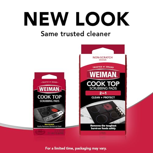Weiman 6 Count Cooktop Scrubbing Pads, Removes Burnt-on Food, Scratch Free - size: (Pack of 2)