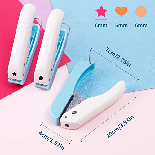 UCEC 3 Paper Craft Hole Punch Shapes, Heart Star Circle Single Hole Puncher - style: star + heart + circle