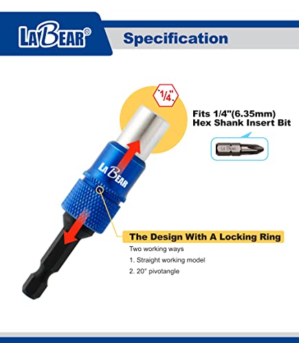 LABEAR 1/4 Inch Magnetic Universal Joint Bit Holder, 360° Swivel