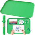 Silicone Craft Mat 24" x 16" with Raised Edge, Roll-Up Design with Storage Strap, Multi-Purpose Desk & Table Protector Silicone Art Mat for Crafts, Painting & DIY, Green - color: Green