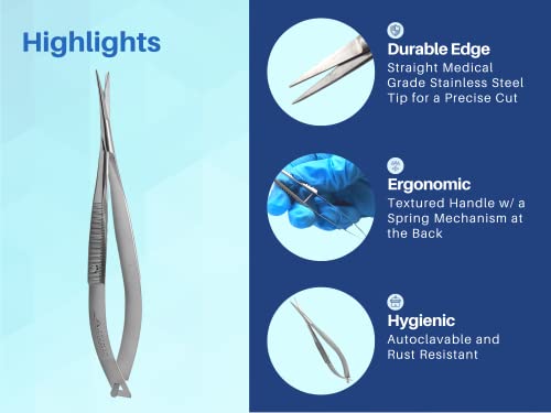ARTMAN INSTRUMENTS Micro Scissors 4.5" straight set of 3 Castroviejo stitch cutting embroidery spring action extra sharp for ENT EYE SKIN DENTAL VETERINARY SURGEON