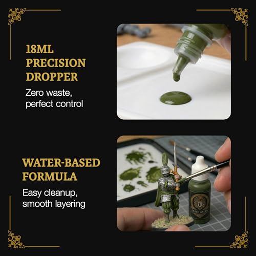 Ludus Bellum Miniature Paint Olive Green Color 18ml Dropper Bottle - color: Olive Green