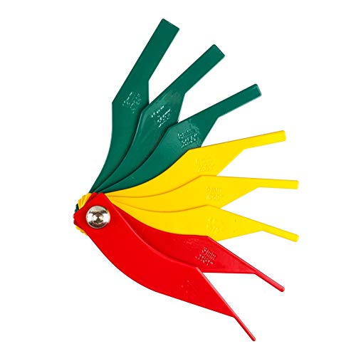 Brake Lining Thickness Gauge, Car Automotive Brake Pad Measuring Ruler Tool, Measure Disc and Drum Brake Pads Feeler Gauge, Color-Coded，SAE & Metric，Durable Steel Brake Rotor Gauge Father'Day Gift
