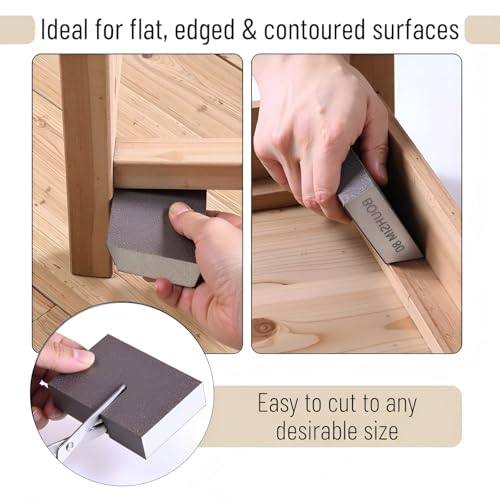 6 Pack 60 grit Sanding Sponges,Washable and Reusable Handmade Sandpaper Blocks,Versatile Sanding Blocks for Wood, Drywall Sanding Block, Metal dedusting&Drywall Sanding Sponge Pads - size: 6 Pack 60 grit