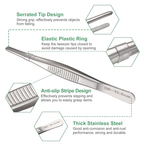 HARFINGTON Stainless Steel 4.9" Tip Multi-Purpose Tongs Silver - size: 4.9 x 0.4 x 0.07 inch