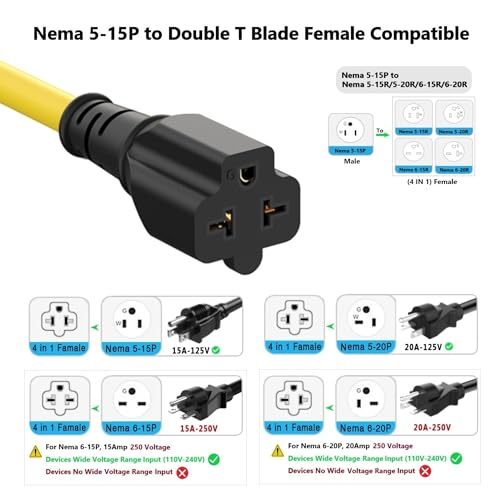3FT 12AWG Heavy Duty Right-Angle Extension Cord 90 Degree 15-Amp to 20-Amp - color: 3 FT