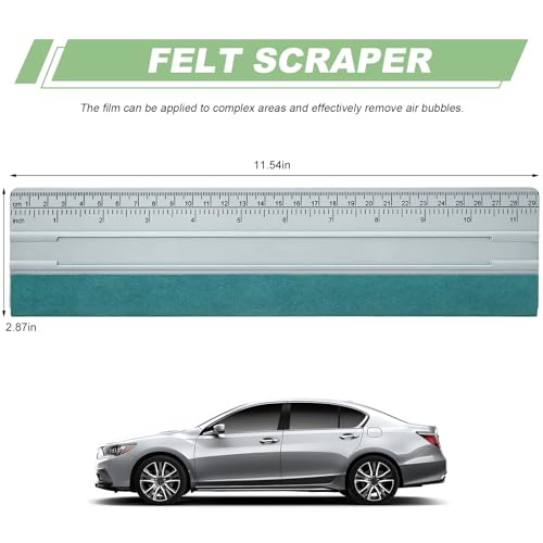 Felt Squeegee for Car, 12 Inch Scratch Free Car Wrapping Applicator Decal Squeegee with 30CM Scale Ruler, Auto Window Tint Wallpaper Smoothing Tool Felt Edge Vinyl Scraper - color: 12 Inch