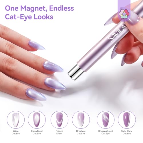 SAVILAND Double-Head Cat Eye Magnet Nail Magnet Pen Purple - color: Cat Eye