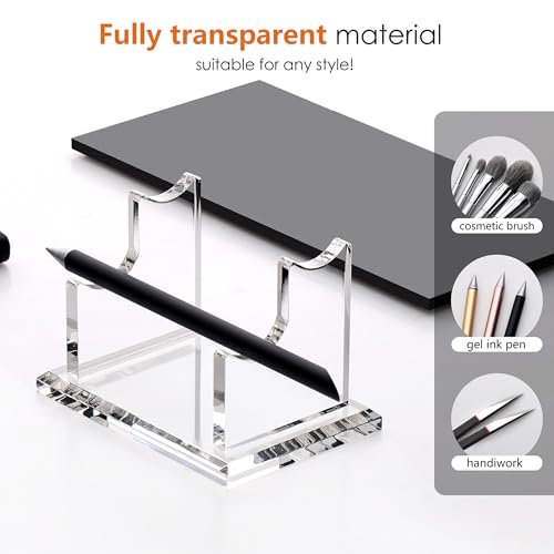SANRUI 2 Tier Acrylic Pen Holder Display Stand, Clear Desk Pencil Rack - style: 2 Tier