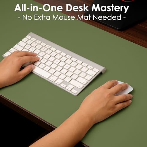 Non-Slip Leather Desk Pad Protector Mouse Mat, Avocado Green 31.5x15.7 in - color: Avocado Green, size: 31.5" x 15.7"