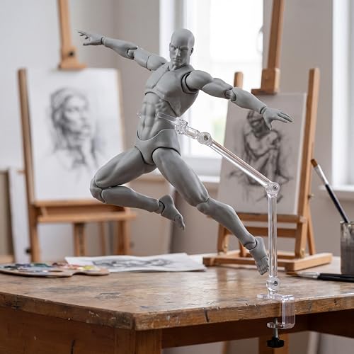 Body Kun Artist Manikin Figure Drawing Supplies Drawing Tools, Mannequin for Artists Drawing Figures Model for Sketching, Painting, Artists Male (Grey) - color: Grey