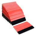 EHDIS 10pcs Vinyl Squeegee 4 Inch Car Vinyl Scraper Decal Applicator Window Tint Wallpaper Smoothing Tool with Black Fabric Felt Edge (Red) - color: Red