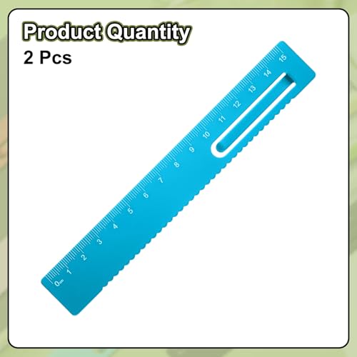 HARFINGTON 2pcs Straight Ruler 15cm Metric Metal Aluminum Alloy Measuring Bookmark Clip Ruler Scale Tool for Measure Study Reading Classroom Office, Blue - color: Deep Blue, size: 15cm