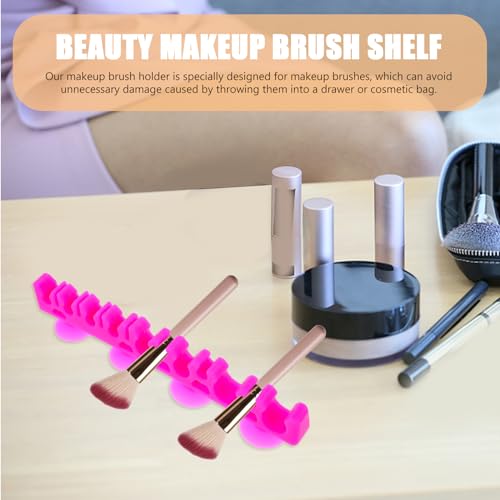 Beavorty Makeup Brush Holder Cosmetic Brush Storage Rack with Suction Cup Multi-Slot Makeup Drying Rack for Window or Wall Compact Organizer for Home Vanity