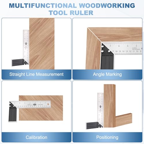 HARFINGTON 2Pcs Woodworking Square Ruler 6" Stainless Steel Try Square - size: 6"