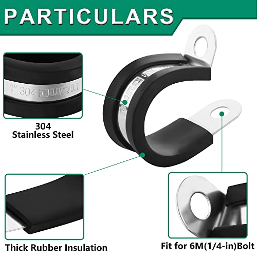 OURU 5/16 Inch Cable Clamps, Rubber Coated Insulated Clamps, 30pcs, 8mm - size: 30pcs - 5/16"