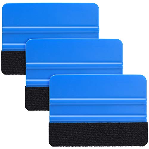 Durable Black Felt Edge Vinyl Squeegee Tool 4-Inch (Pack of 3)